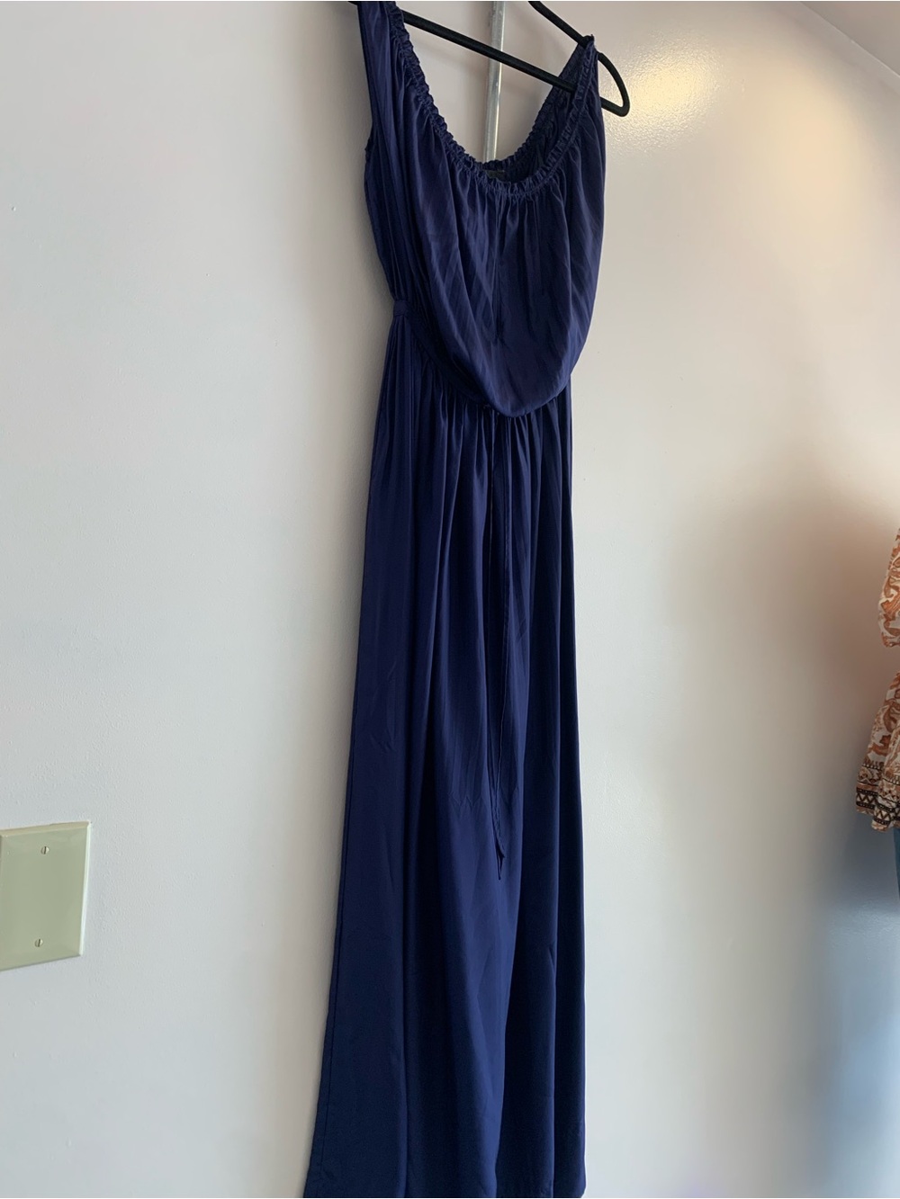 Rachel Comey Navy Blue Maxi Dress with Gathered Scoop Neck